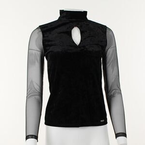 DKNY Black Long Sleeve Semi Sheer blouse